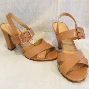 J Crew Sydney Nude Patent Leather Sandal